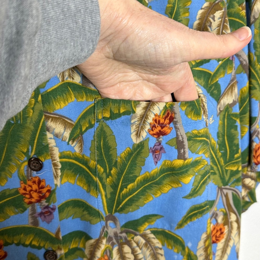 Vintage Reyn Spooner Rayon Hawaiian Shirt Size XL Blue‎ Palm Trees Beach Travel - Picture 5 of 7